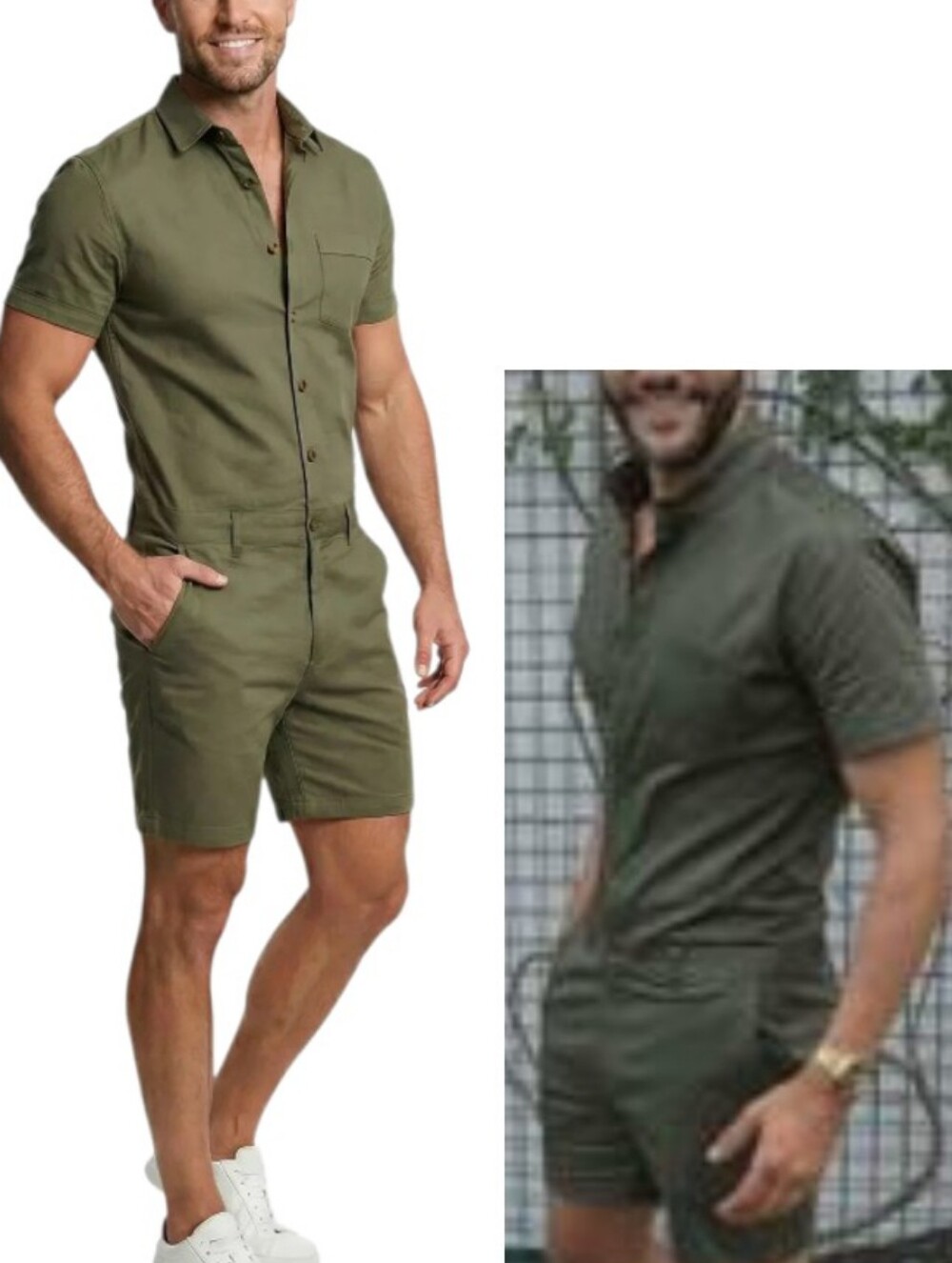 Romperjack Olive Green Slim Fitted Shorts Romper